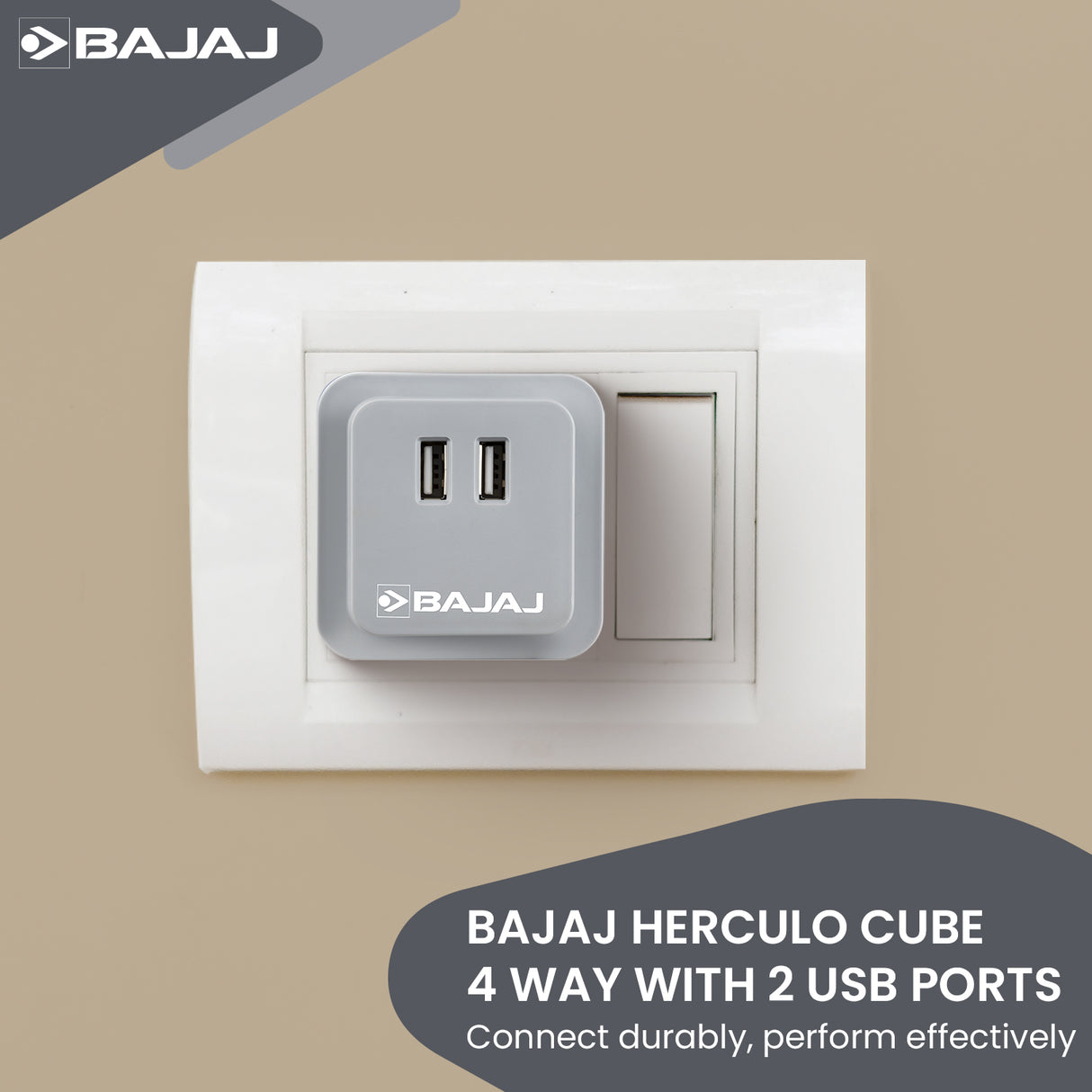 HERCULO CUBE 4 WAY WITH 2 USB PORT