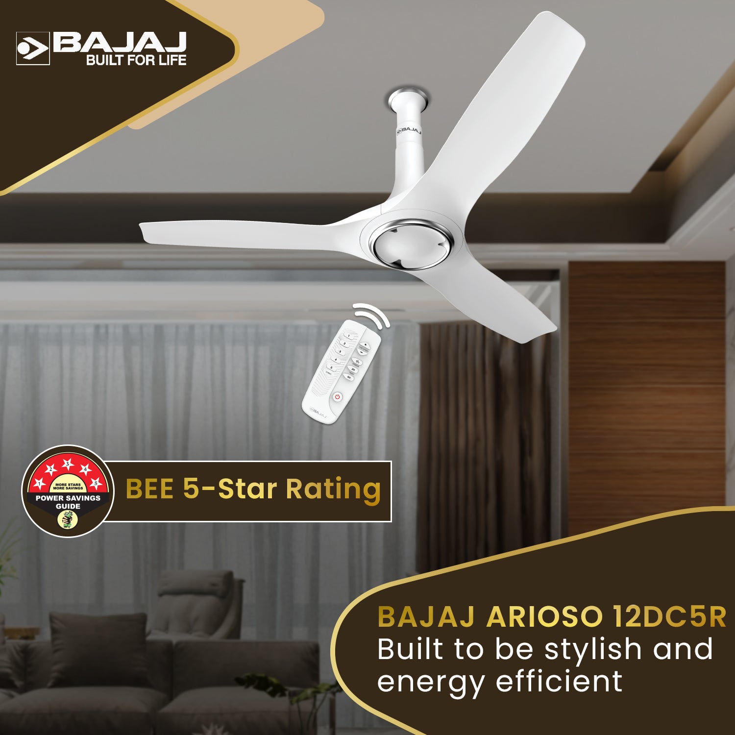 Arioso 12DC5R 1200mm Ceiling Fan