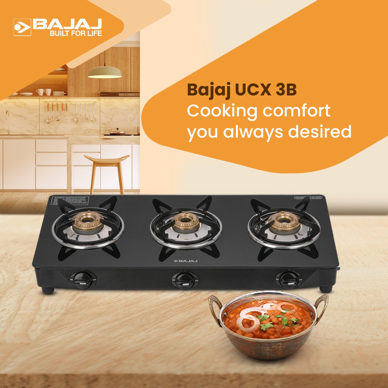 Bajaj UCX 3B Glass Gas Stove