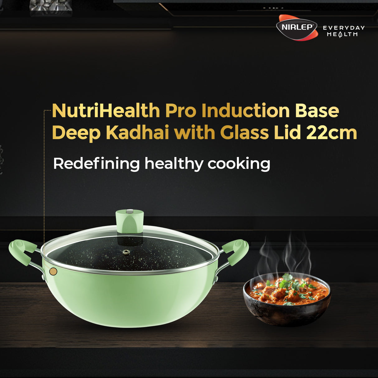 Nutrihealth Pro Non Stick Aluminium Induction Deep Kadhai