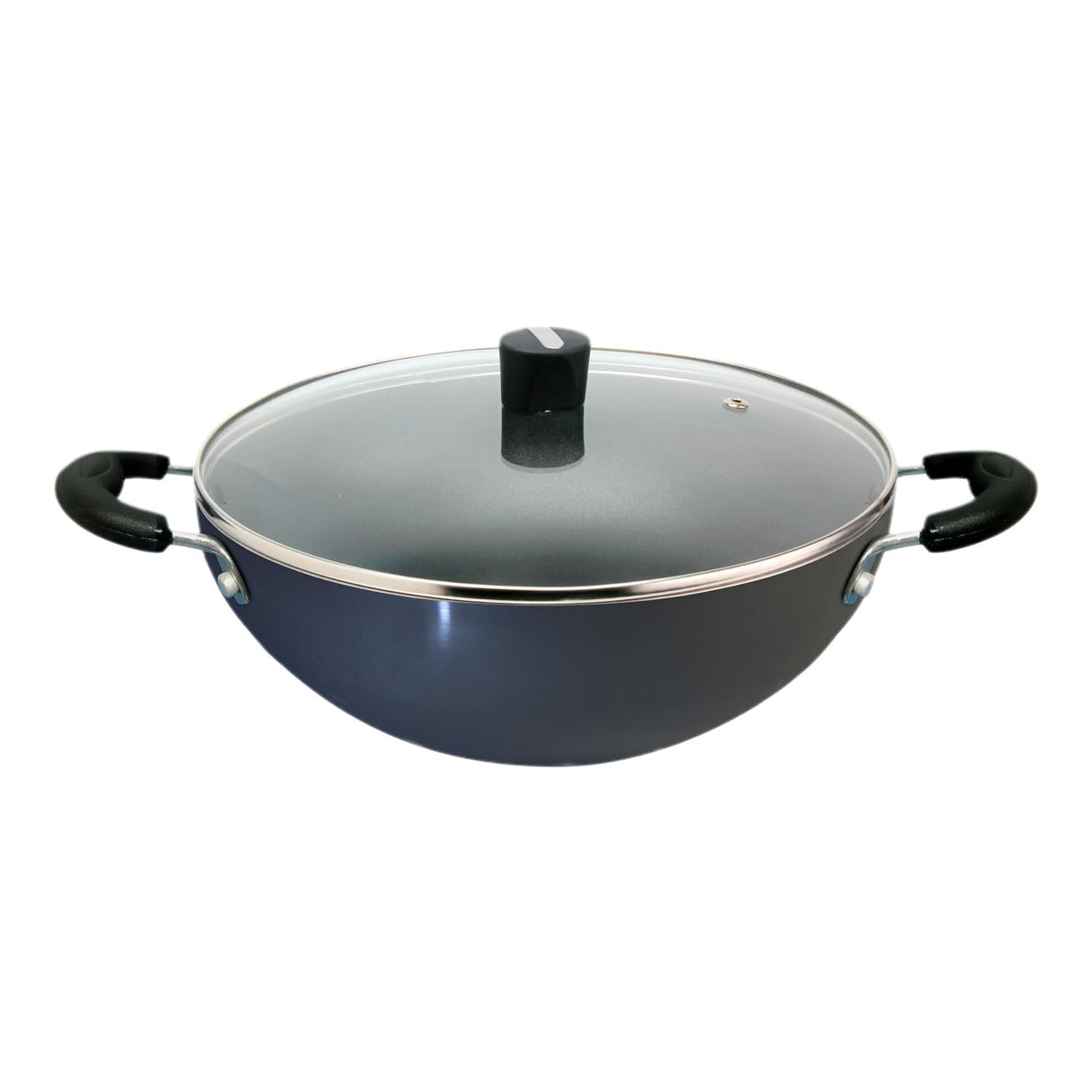 Ebony Hard Anodised Deep Kadhai with Glass Lid