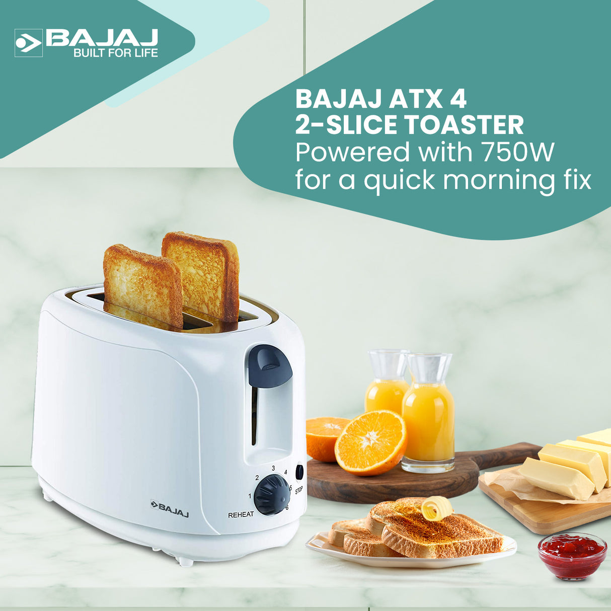 Bajaj ATX 4 - 2 Slice Pop up Toaster