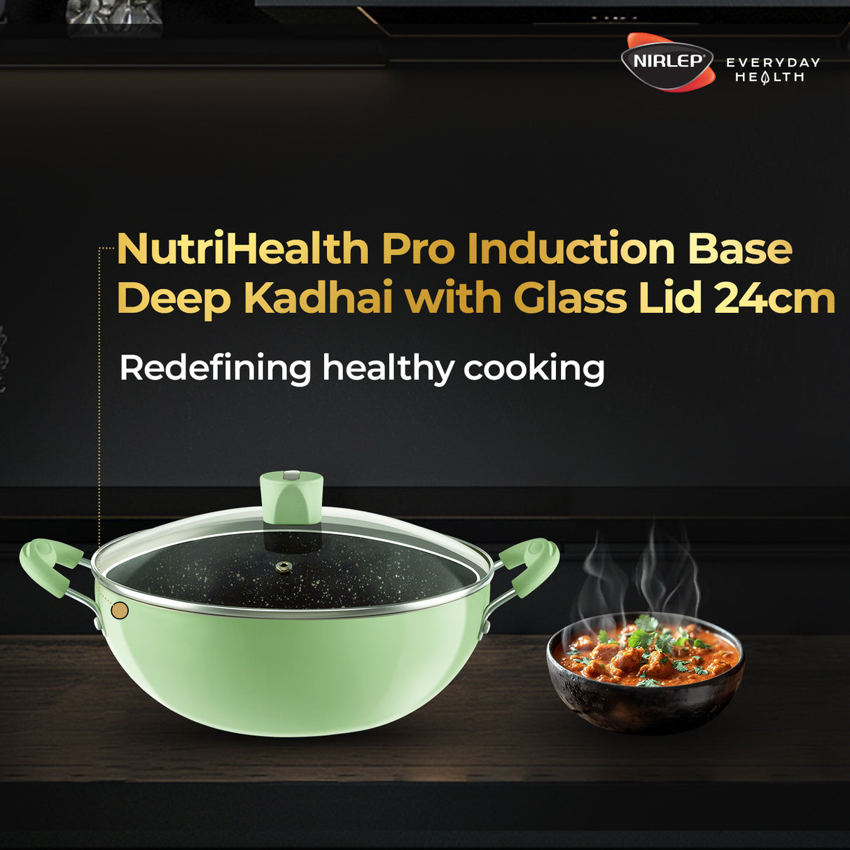 Nutrihealth Pro Non Stick Aluminium Induction Deep Kadhai