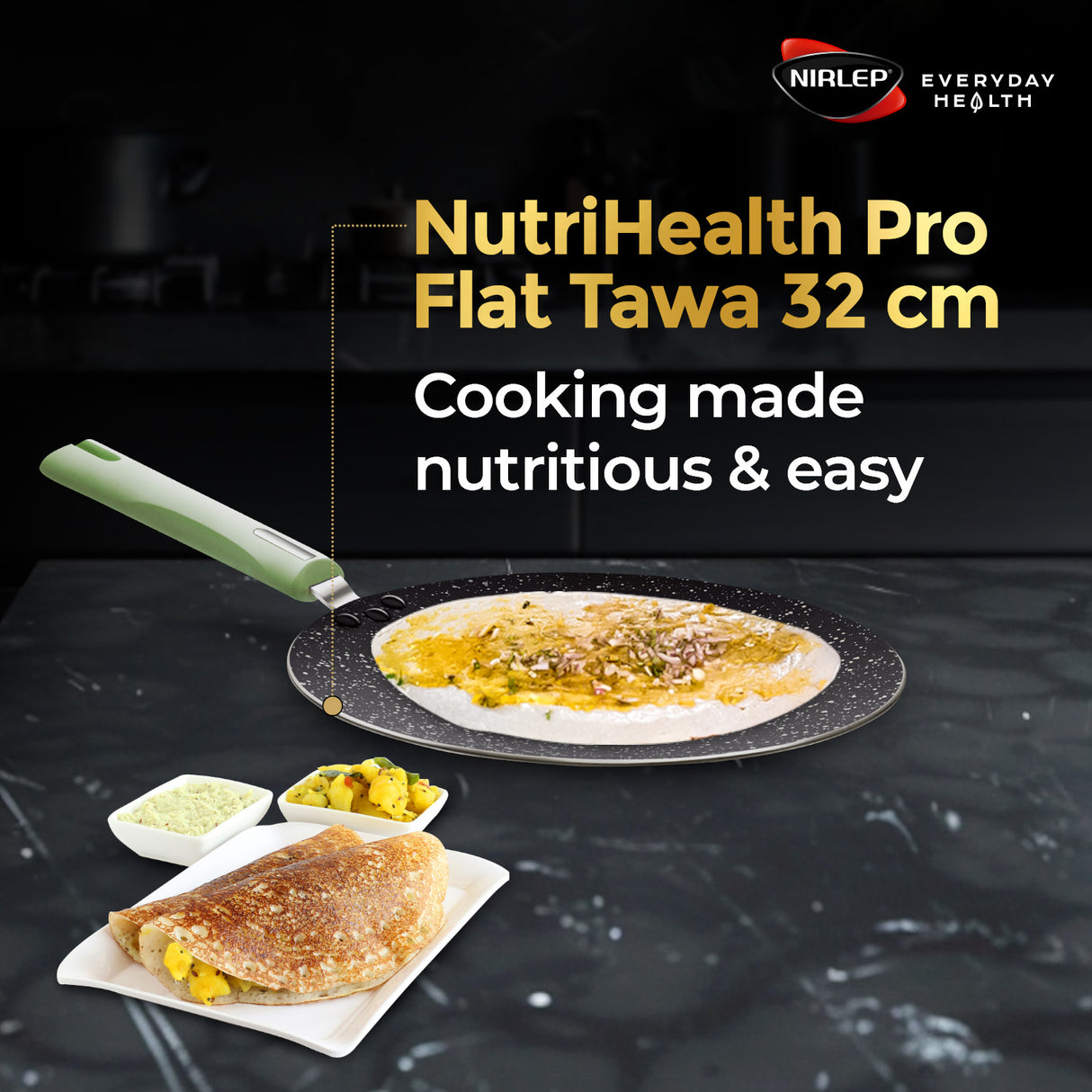 Nutrihealth Pro Non Stick Aluminium Flat Tawa