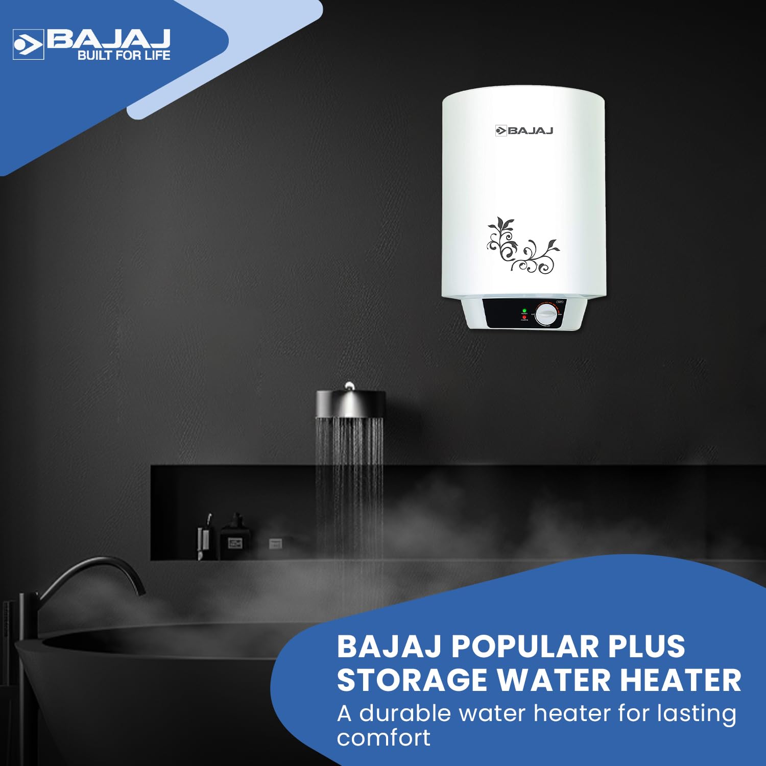 Bajaj Popular Plus 15-Litre Vertical Storage Water Heater (White)