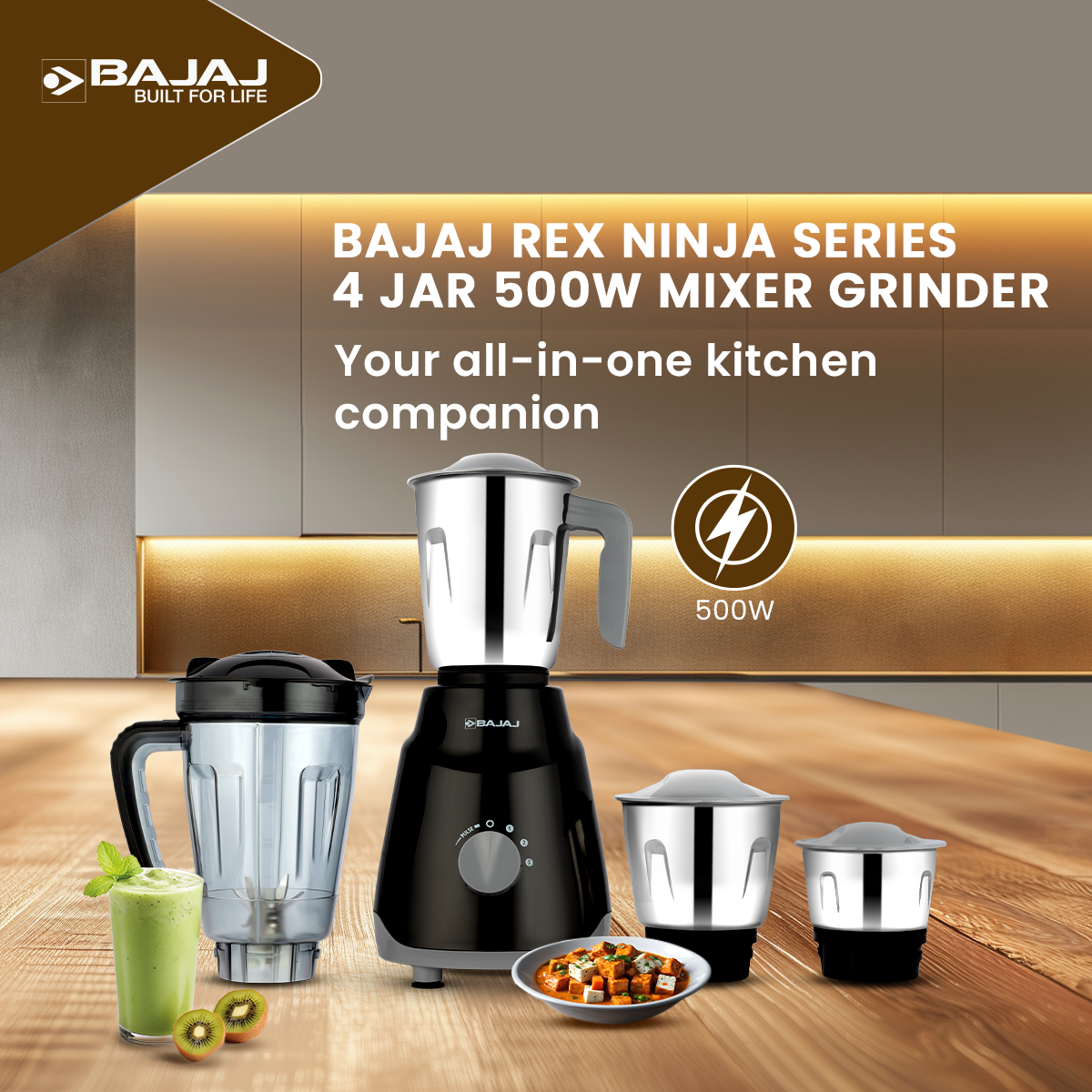 Bajaj Rex Ninja Series 4 Jar 500W Mixer Grinder