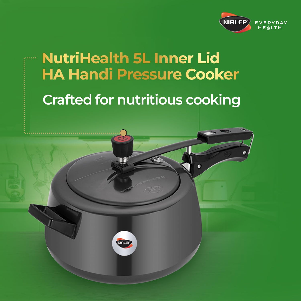 Nutrihealth Inner Lid Handi Shaped Hard Anodised Pressure Cooker