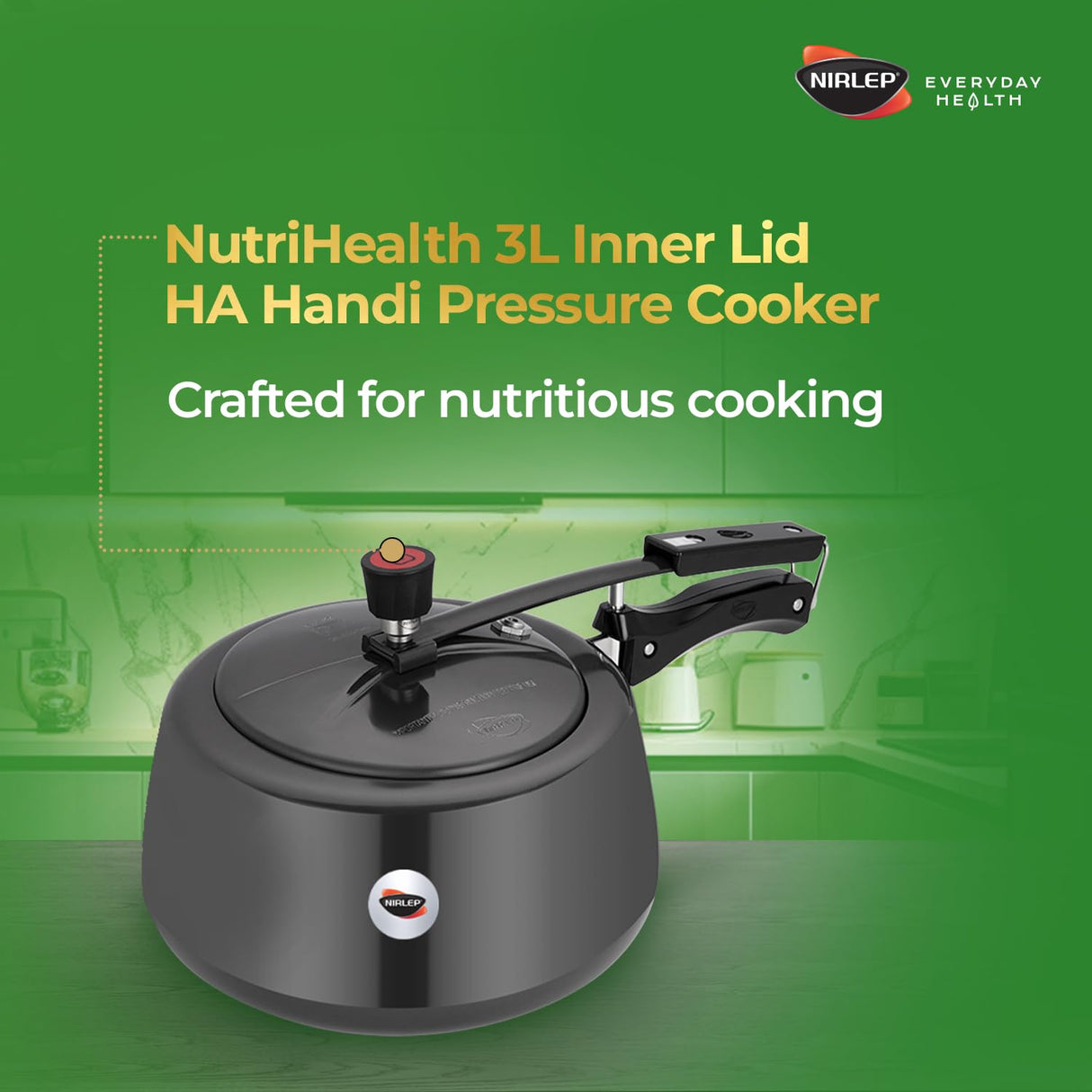 Nutrihealth Inner Lid Handi Shaped Hard Anodised Pressure Cooker