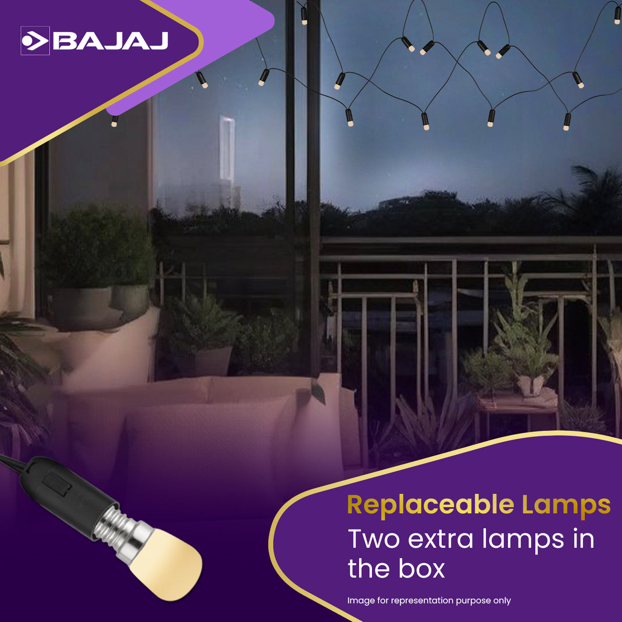 BAJAJ GLIMMER XL LED STRING LIGHT 5 Mtr