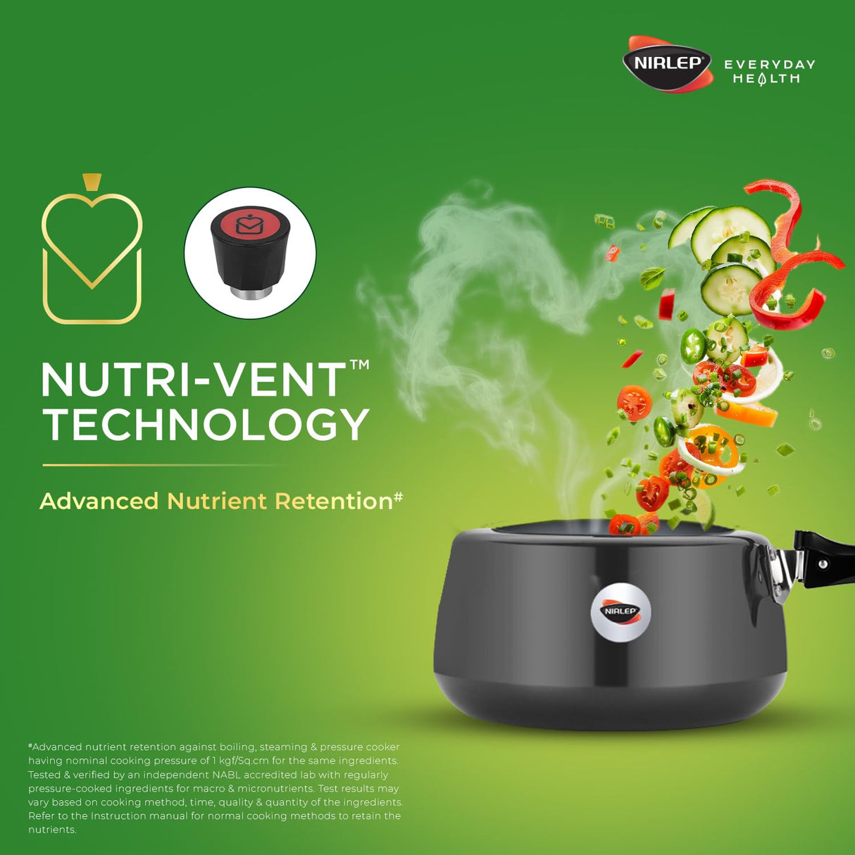 Nutrihealth Inner Lid Handi Shaped Hard Anodised Pressure Cooker