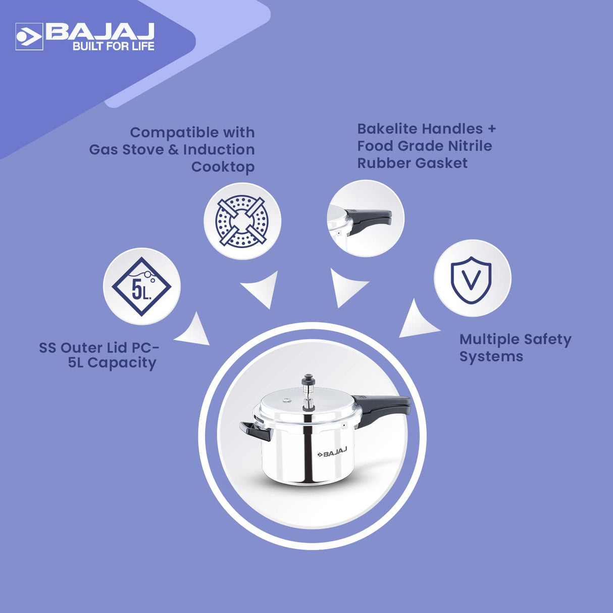 Outer Lid Stainless Steel Pressure Cooker