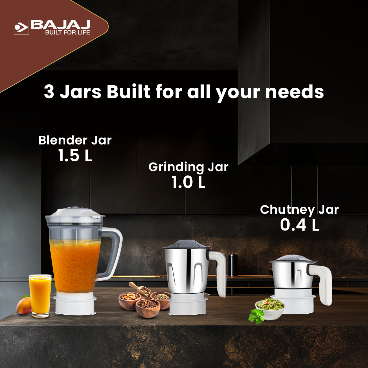 Bajaj Ninja Series PowerBlend 1000W Juicer Mixer Grinder