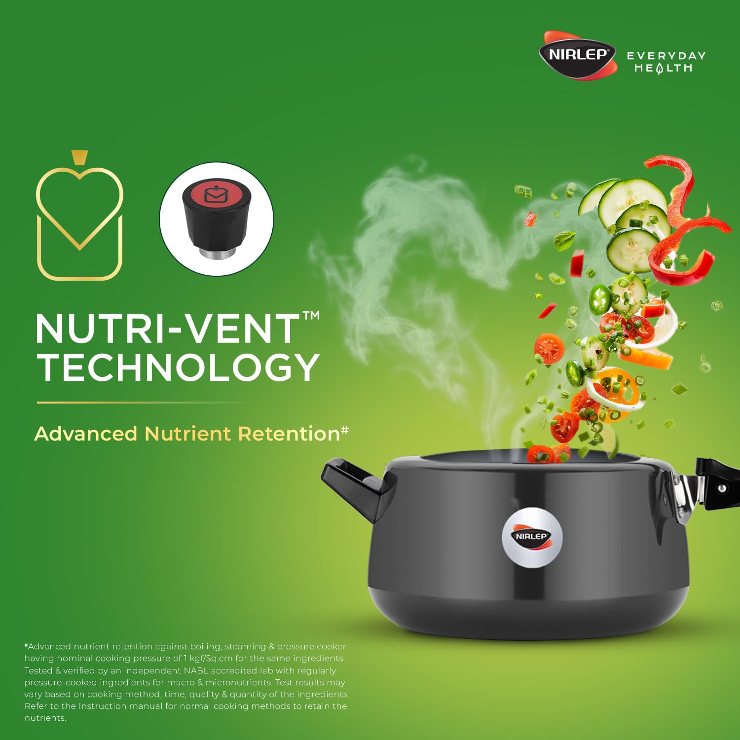 Nutrihealth Inner Lid Handi Shaped Hard Anodised Pressure Cooker