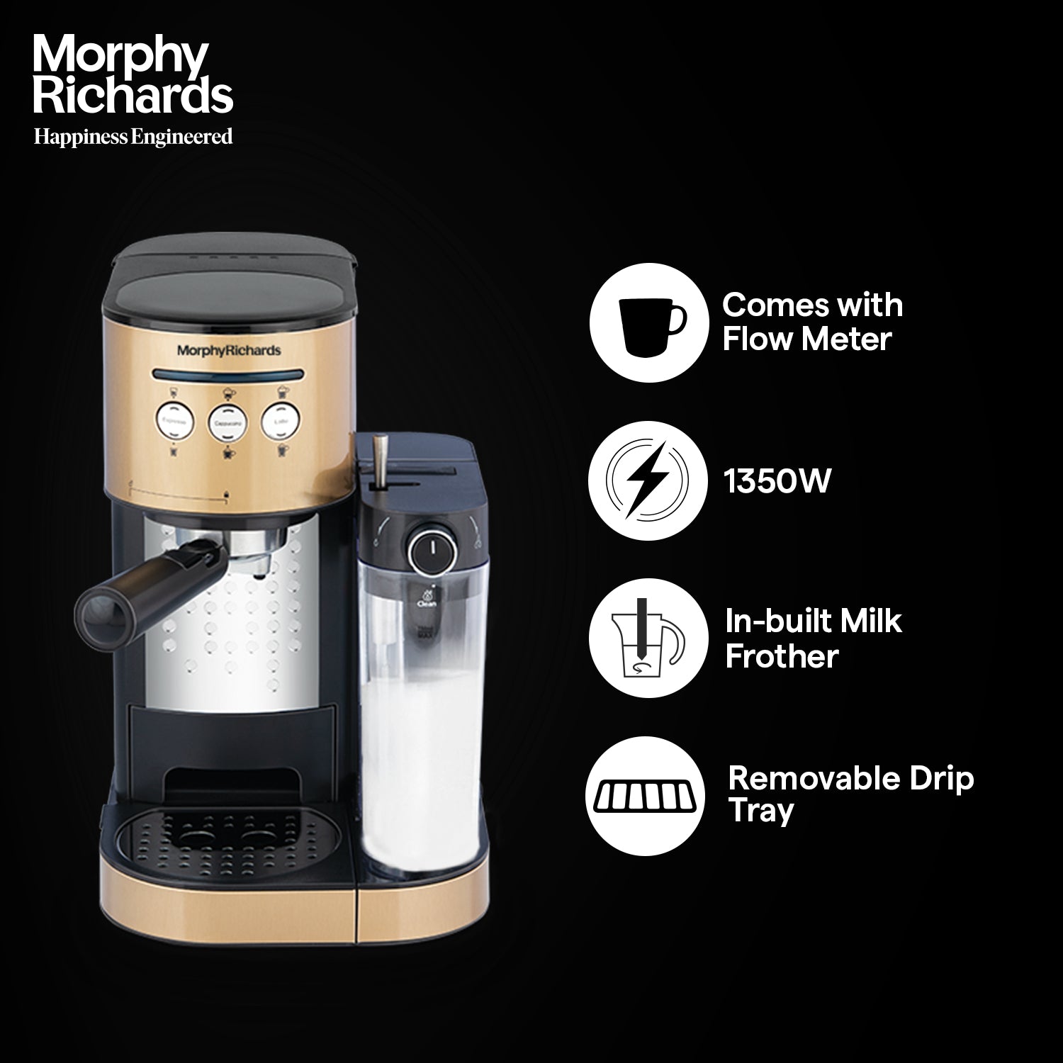 Kaffeto 1350 W Milk Frother and Coffee Maker
