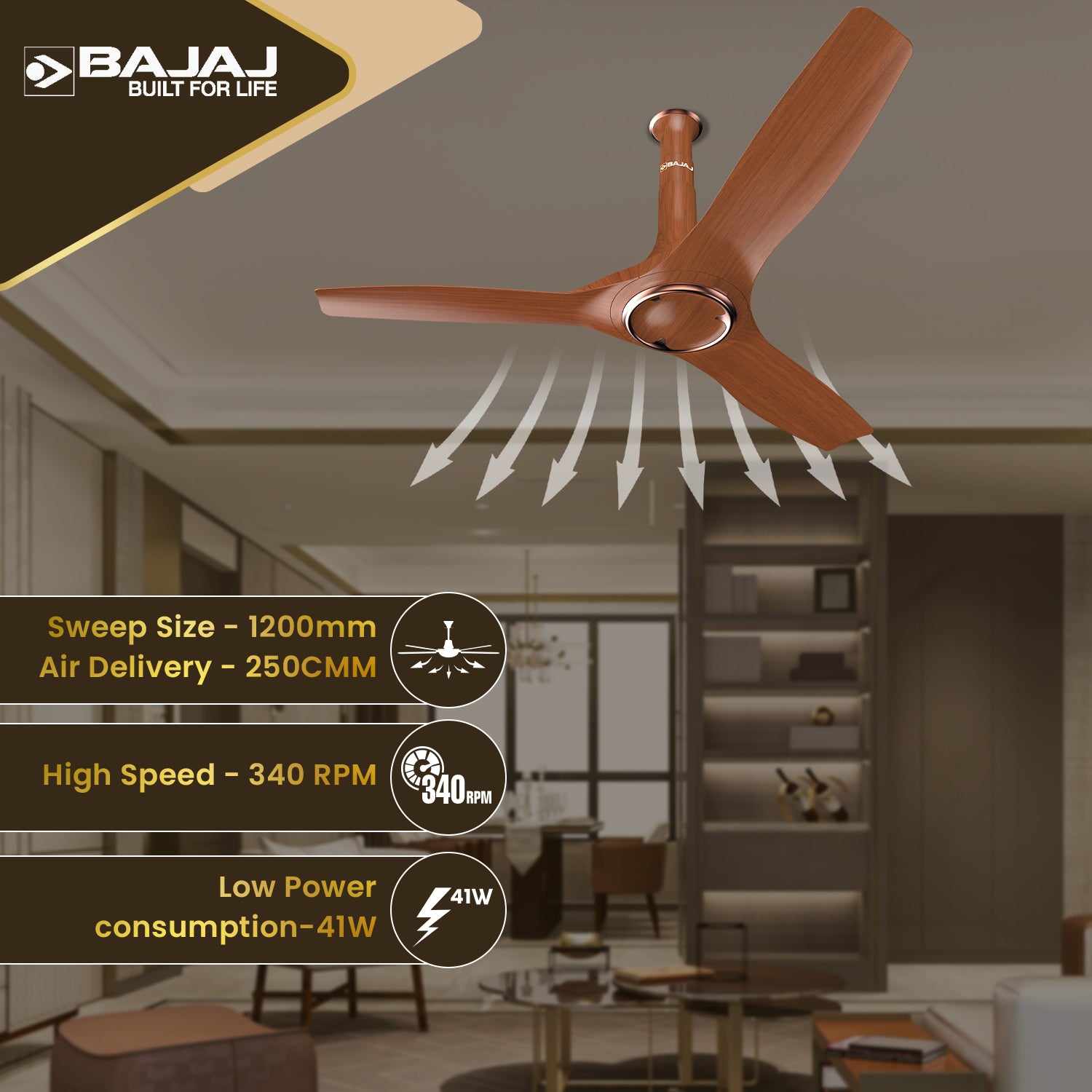 Arioso 12DC5R 1200mm Ceiling Fan