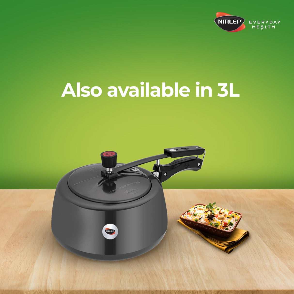 Nutrihealth Inner Lid Handi Shaped Hard Anodised Pressure Cooker
