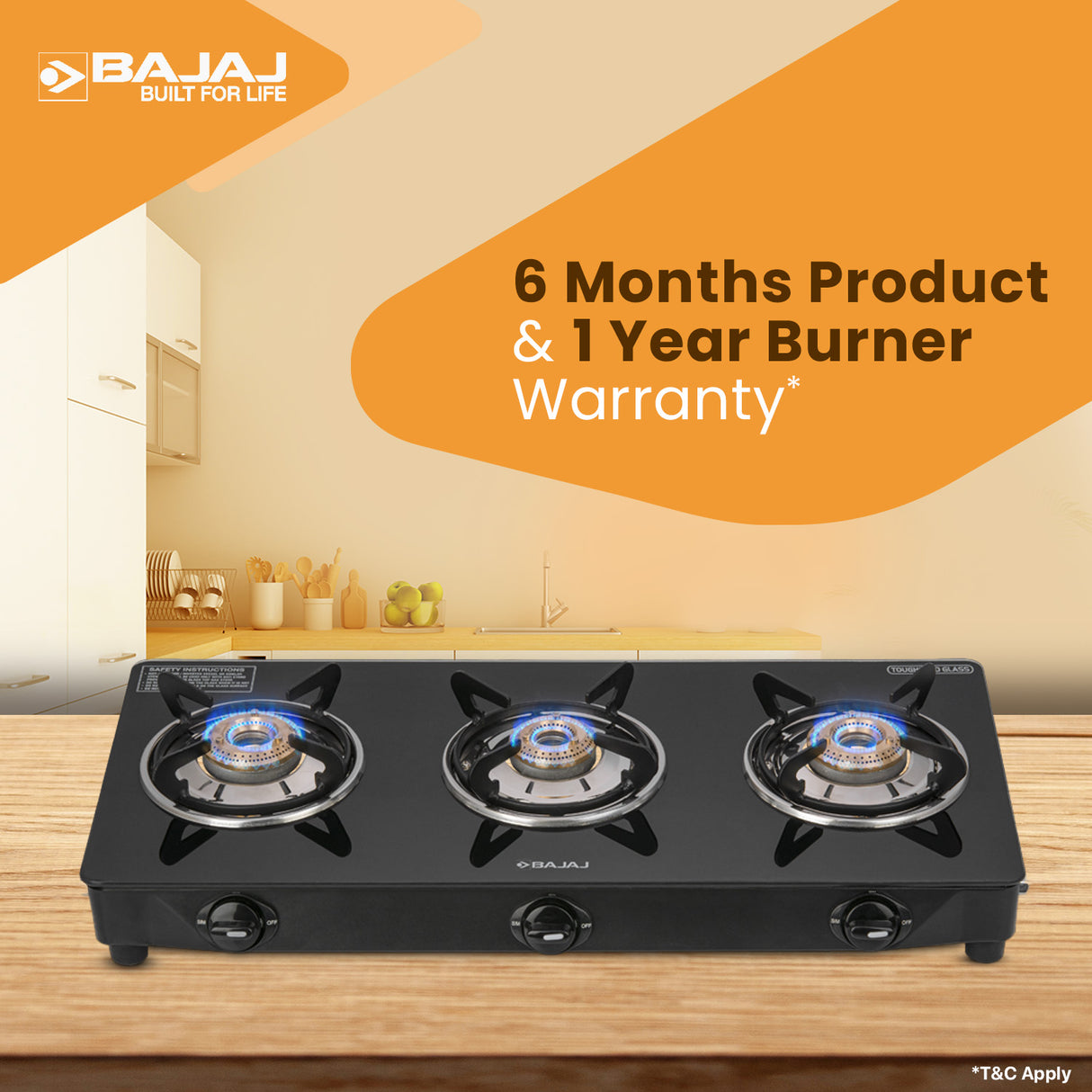 Bajaj UCX 3B Glass Gas Stove