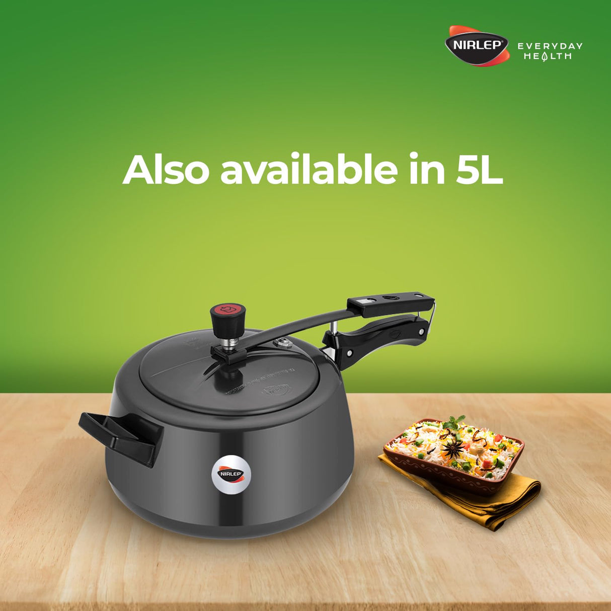 Nutrihealth Inner Lid Handi Shaped Hard Anodised Pressure Cooker