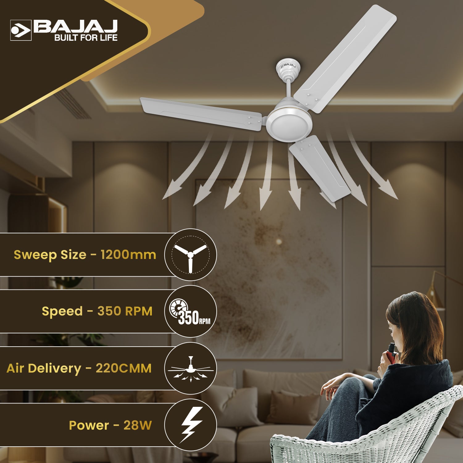 Crest Turbo BLDC 1200mm Ceiling Fan