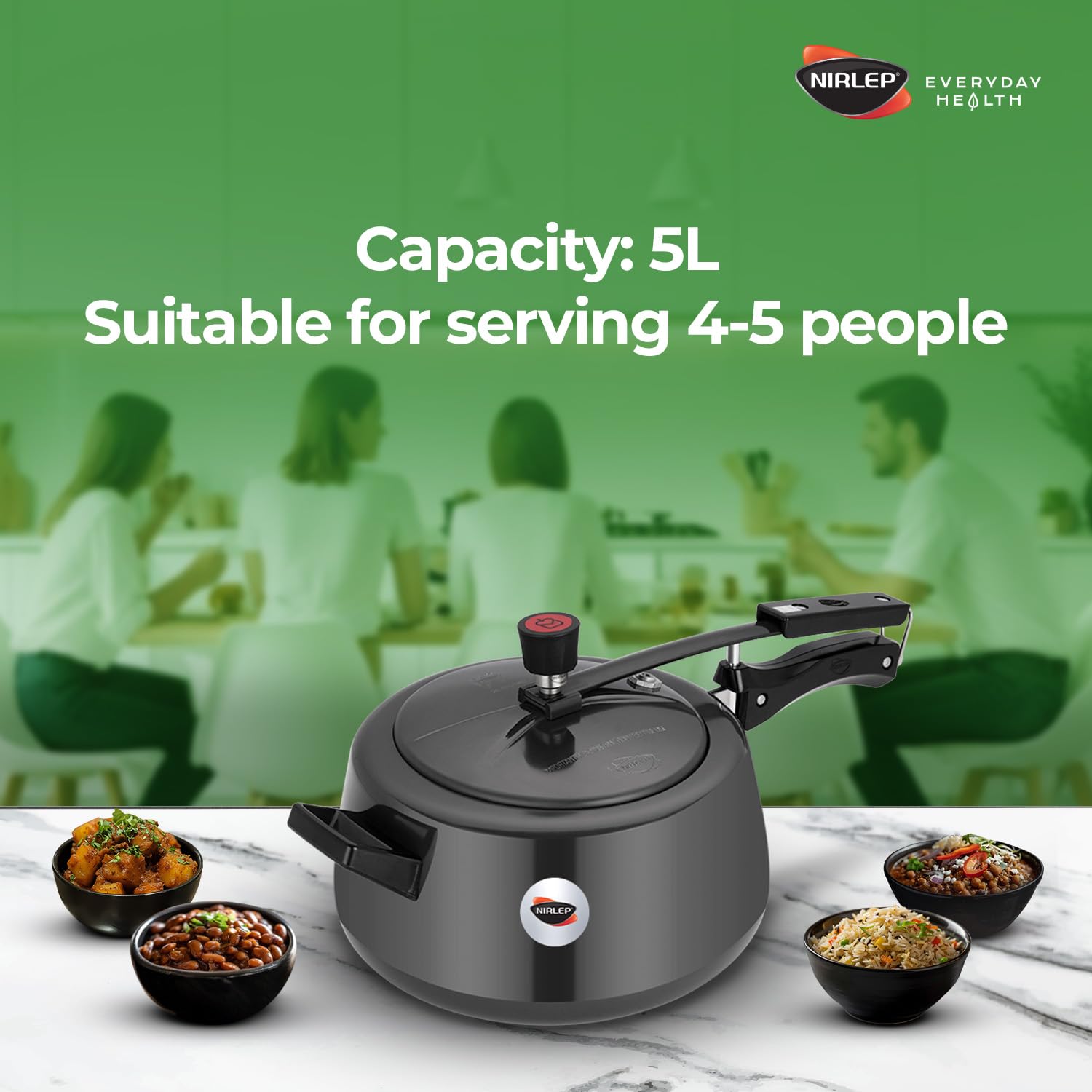 Nutrihealth Inner Lid Handi Shaped Hard Anodised Pressure Cooker