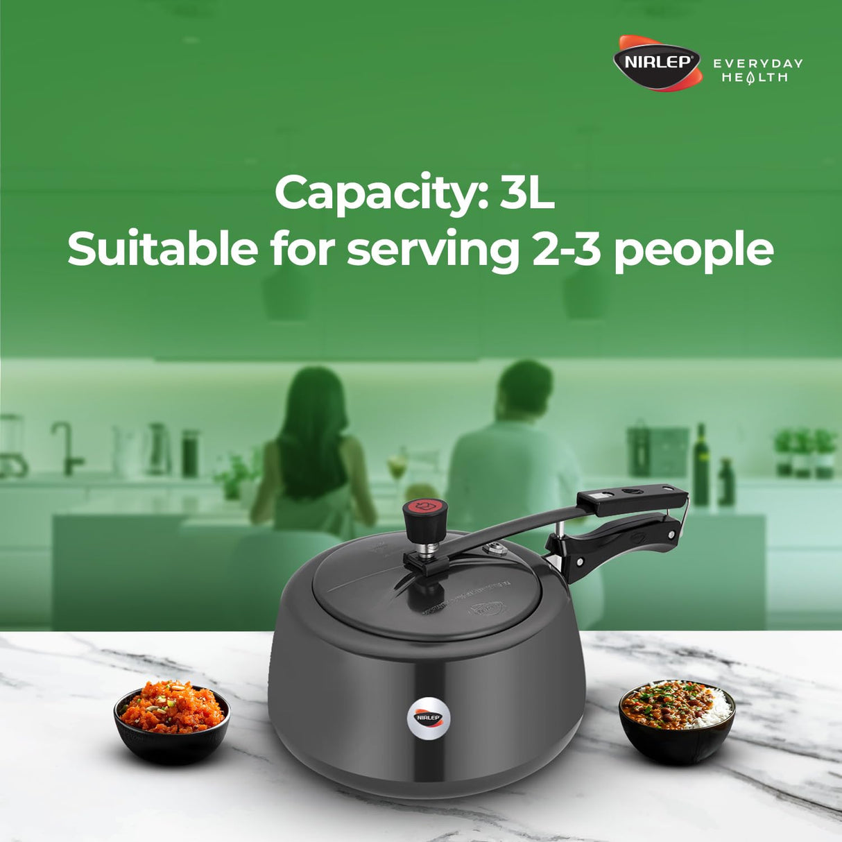 Nutrihealth Inner Lid Handi Shaped Hard Anodised Pressure Cooker