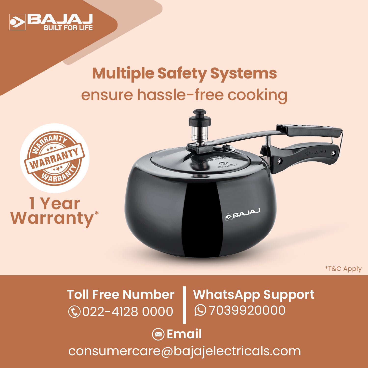 New Shakti Inner Lid Handi Shaped Hard Anodised Pressure Cooker