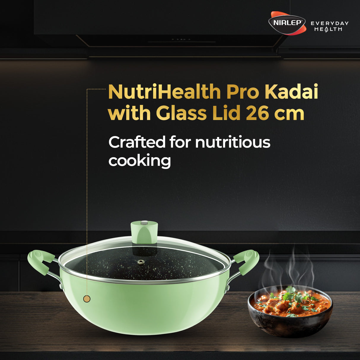 Nutrihealth Pro Non Stick Aluminium Induction Deep Kadhai