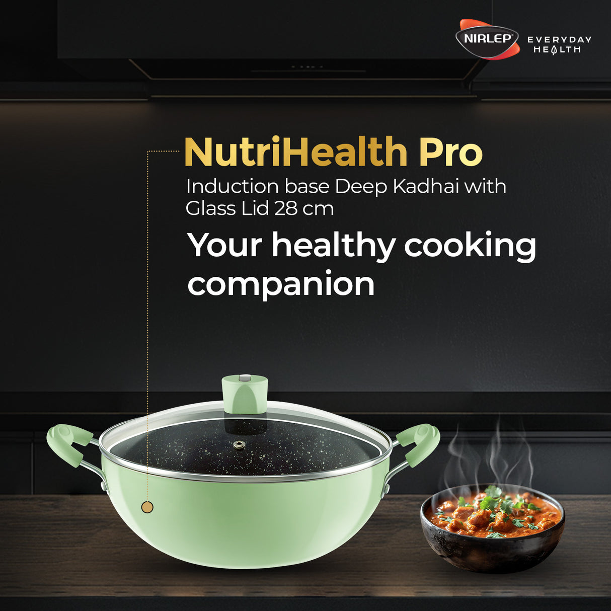 Nutrihealth Pro Non Stick Aluminium Induction Deep Kadhai