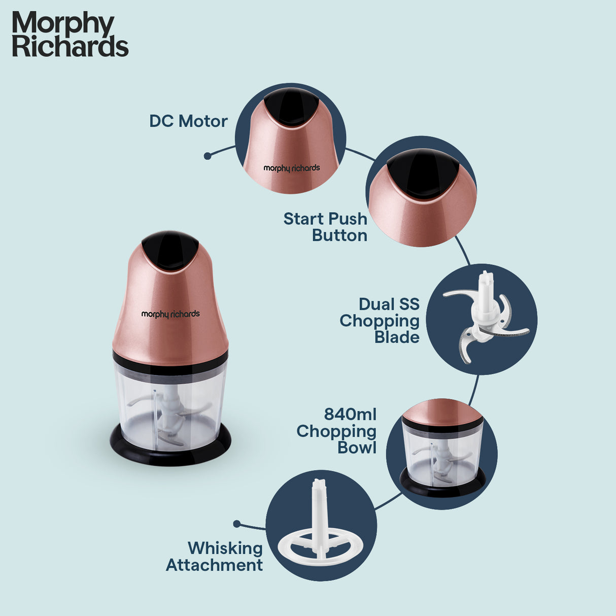 Morphy Richards Mini Chopper 300W (Rose Gold)
