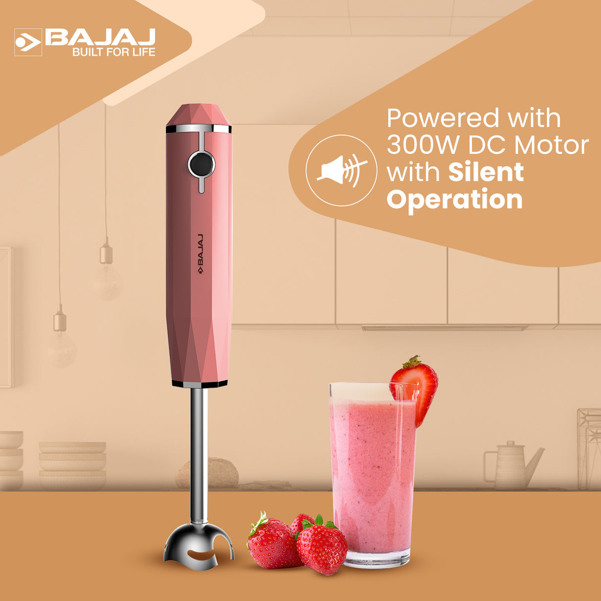 Bajaj Juvel 300 Watts Hand Blender with Prism Design & Silent DC Motor