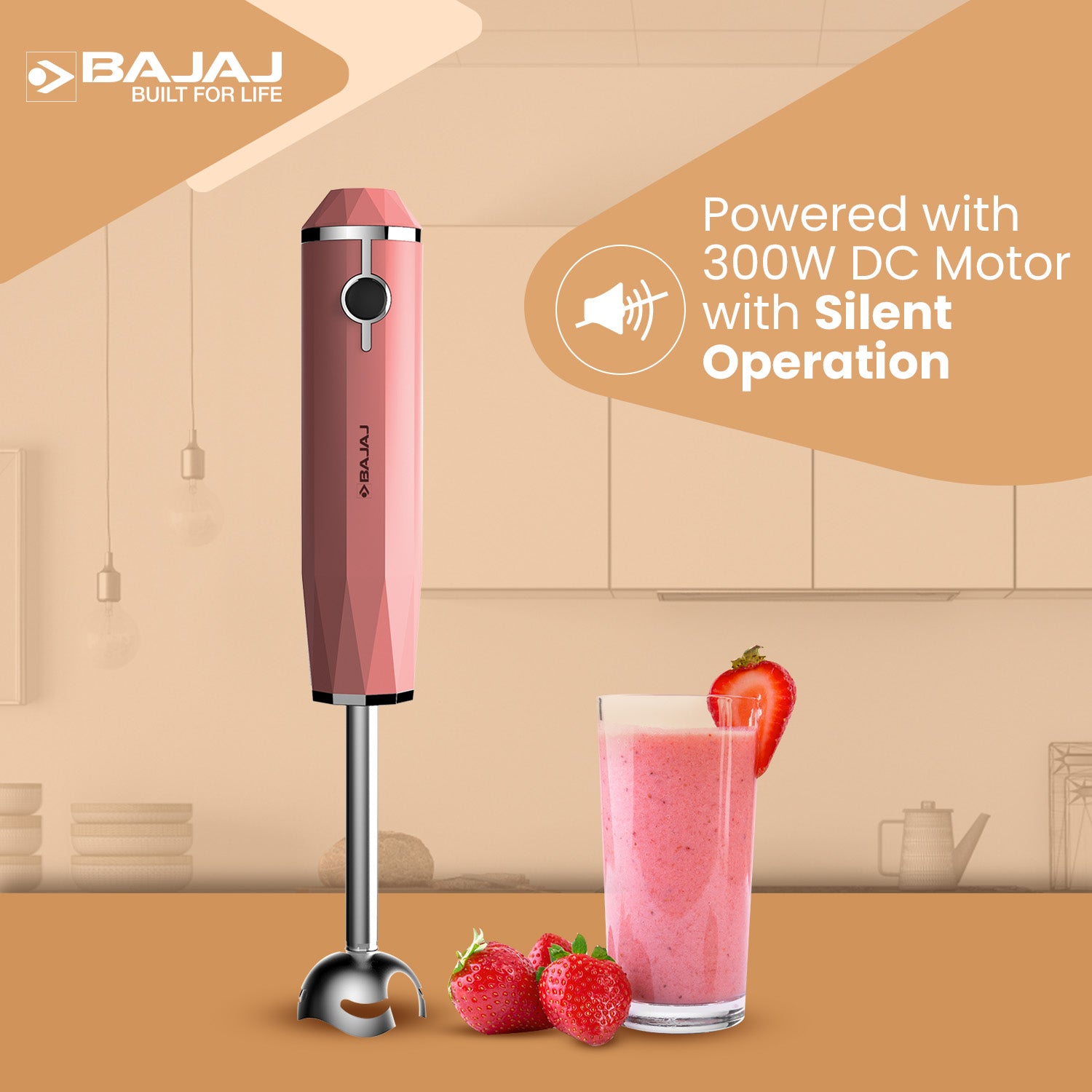 Bajaj Juvel 300 Watts Hand Blender with Prism Design & Silent DC Motor