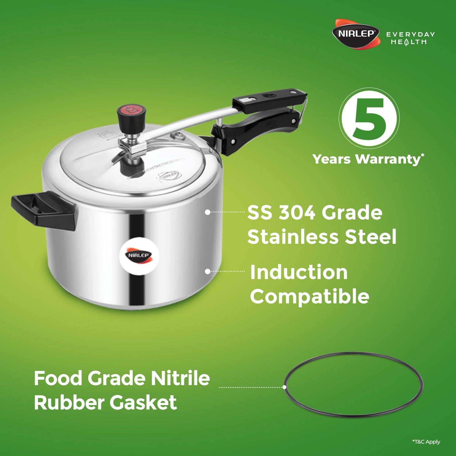 Nutrihealth Inner Lid Stainless Steel Pressure Cooker