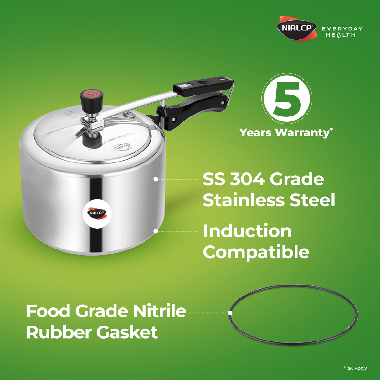 Nutrihealth Inner Lid Stainless Steel Pressure Cooker