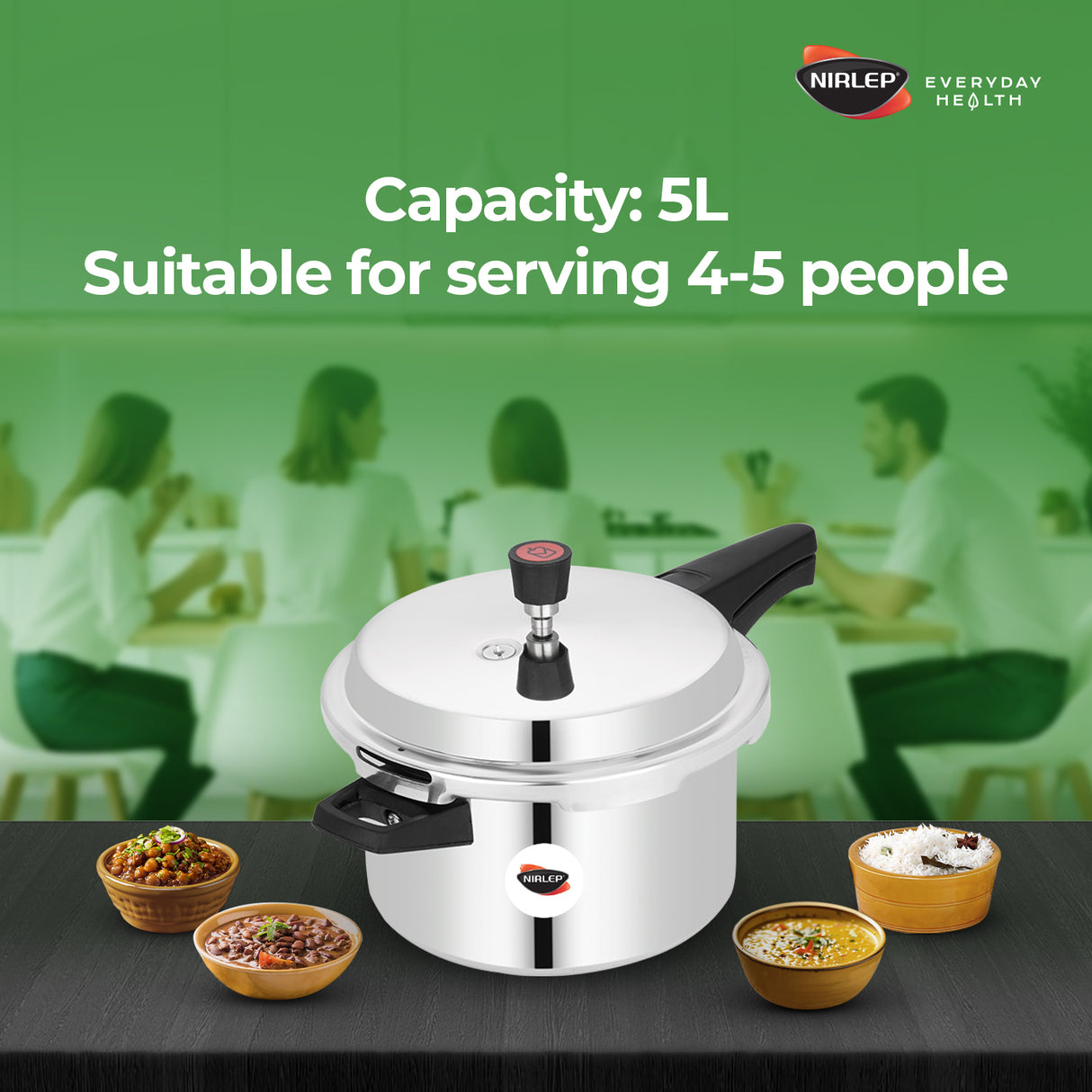 Nutrihealth Outer Lid Induction Aluminium Pressure Cooker