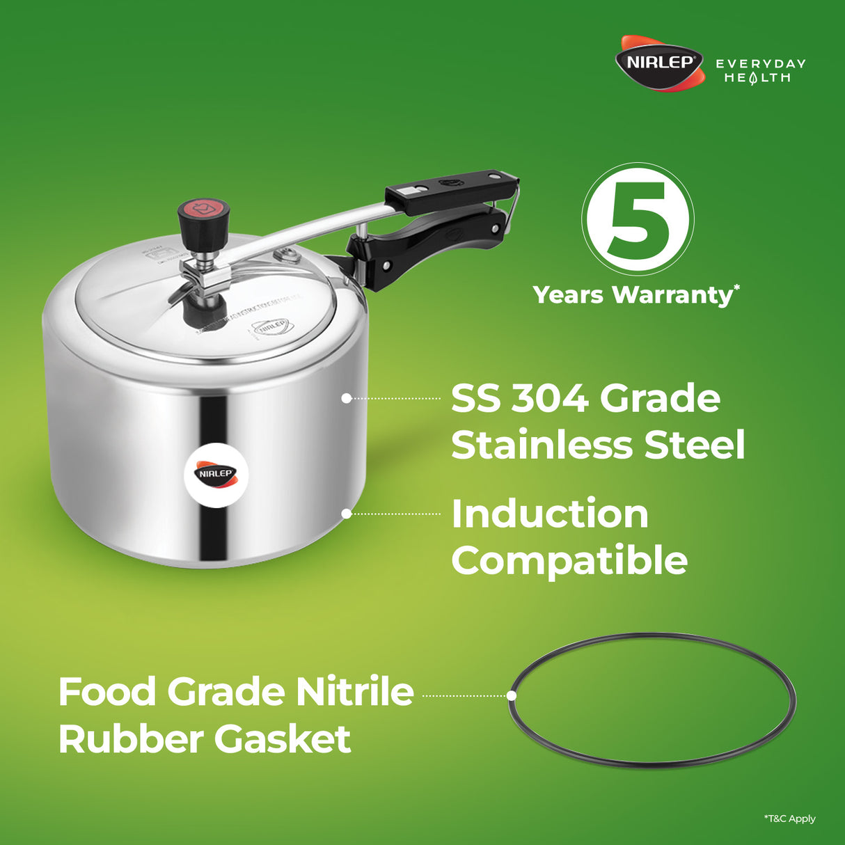 Nutrihealth Inner Lid Stainless Steel Pressure Cooker