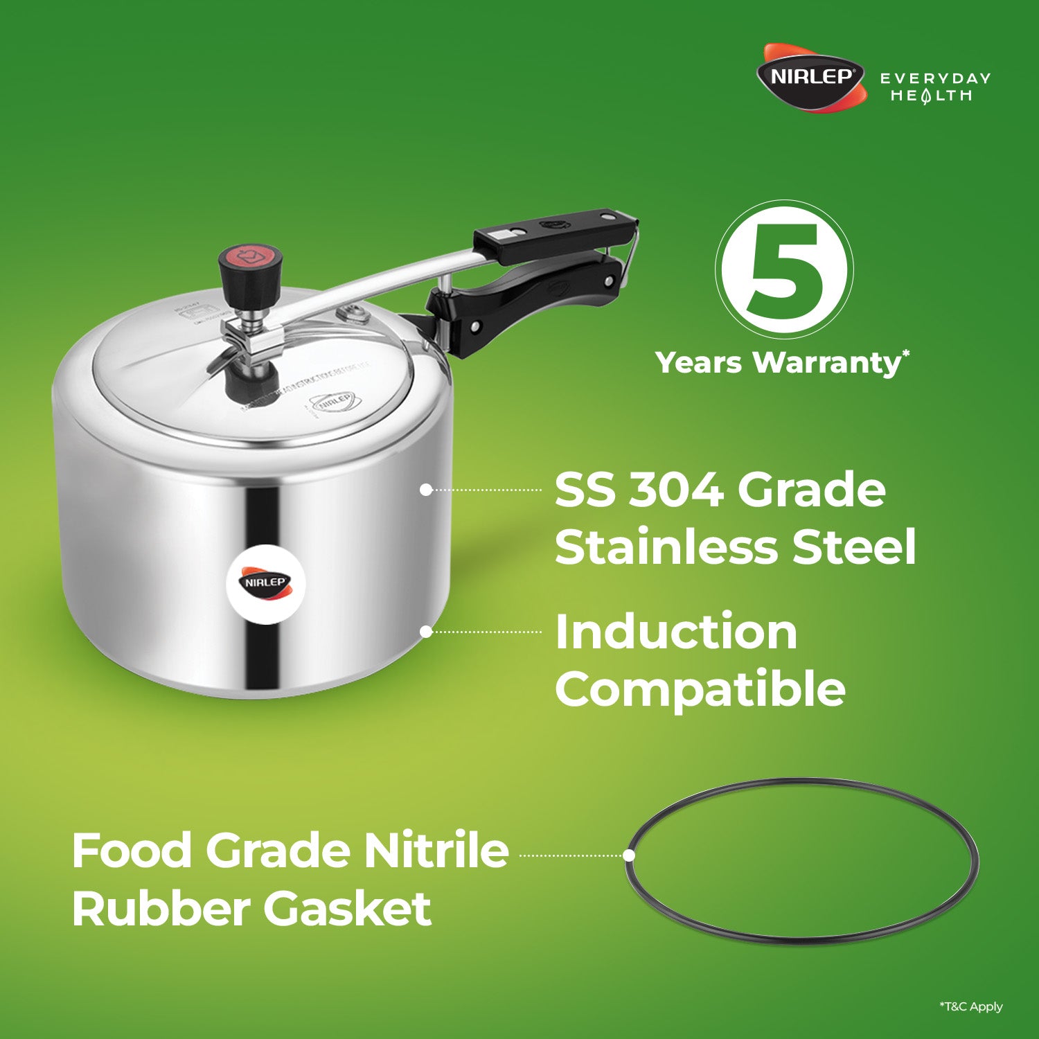 Nutrihealth Inner Lid Stainless Steel Pressure Cooker