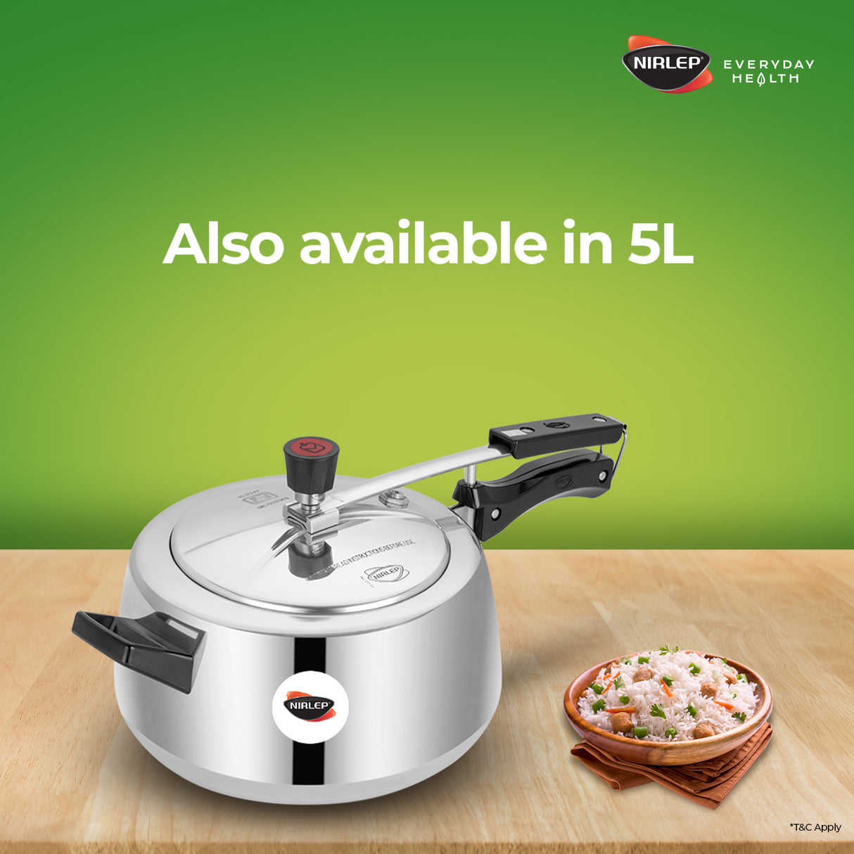Nutrihealth Inner Lid Handi Shaped Aluminium Pressure Cooker