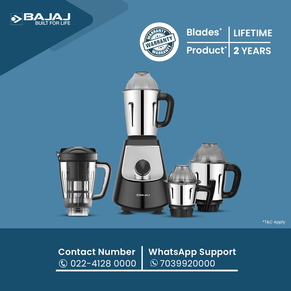 Bajaj Military Series Evoque 4 Jar 1000W Mixer Grinder