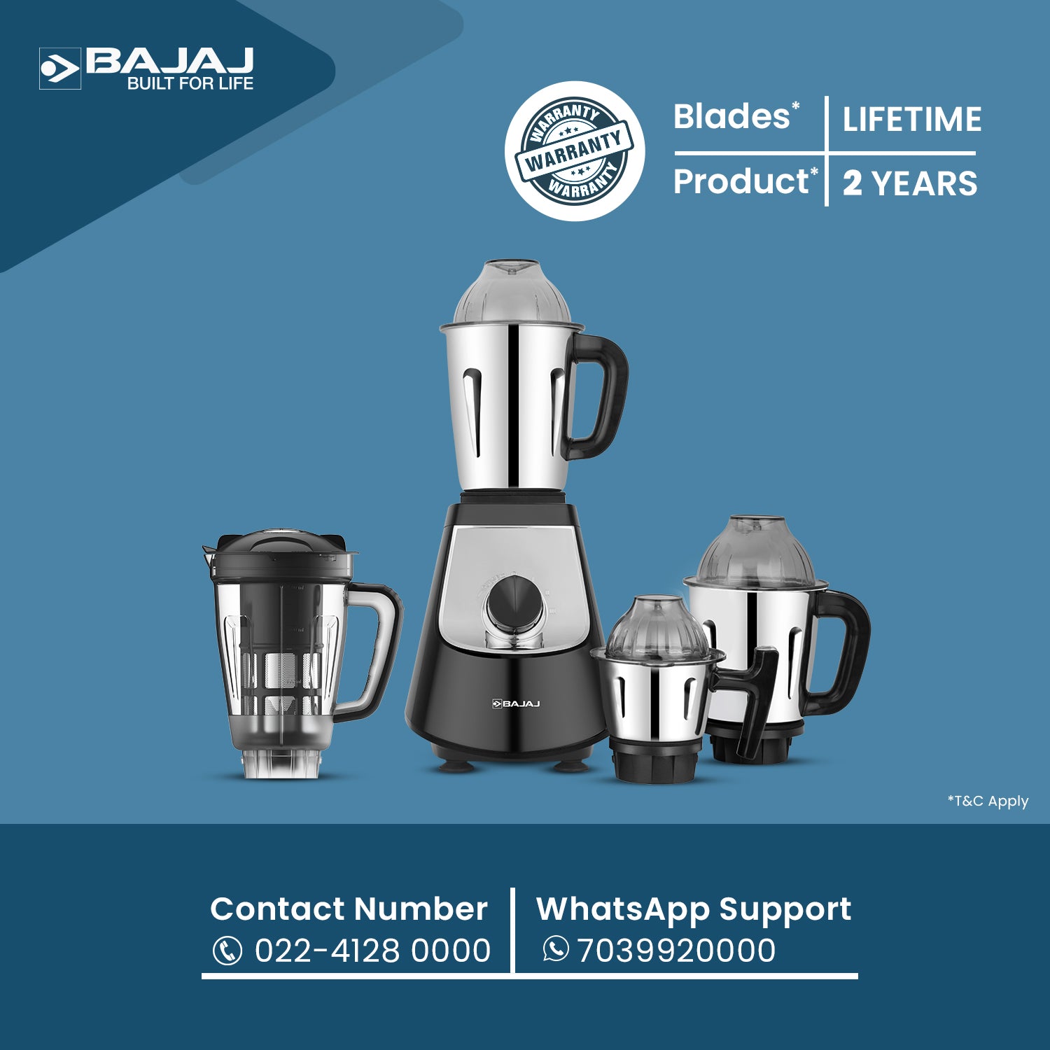 Bajaj Military Series Evoque 4 Jar 1000W Mixer Grinder