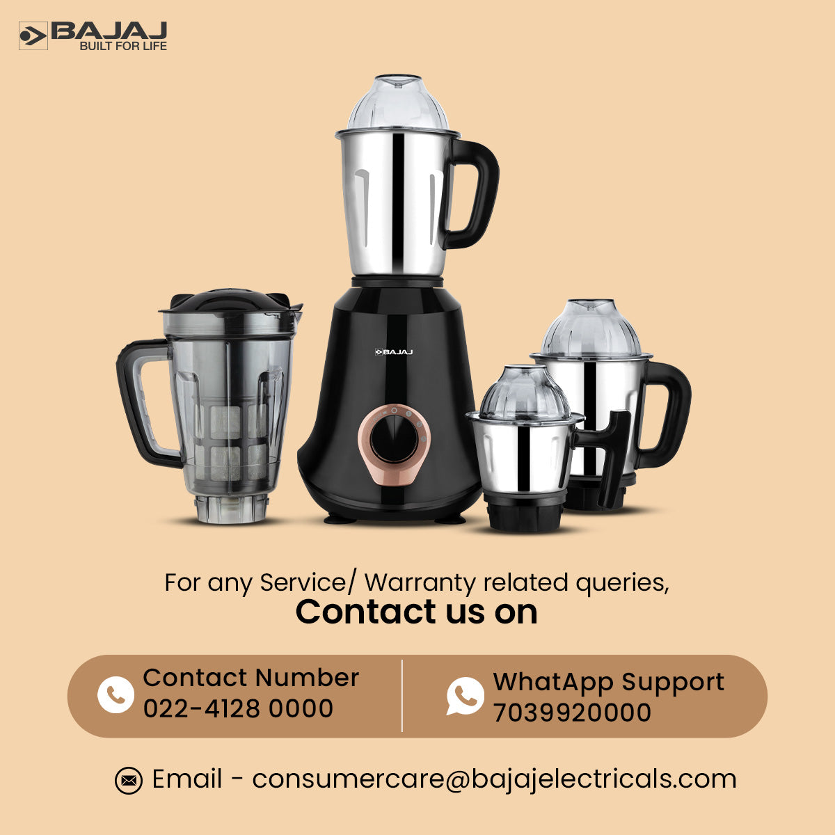 Bajaj Military Series Glamore 4 Jar 1000W Mixer Grinder