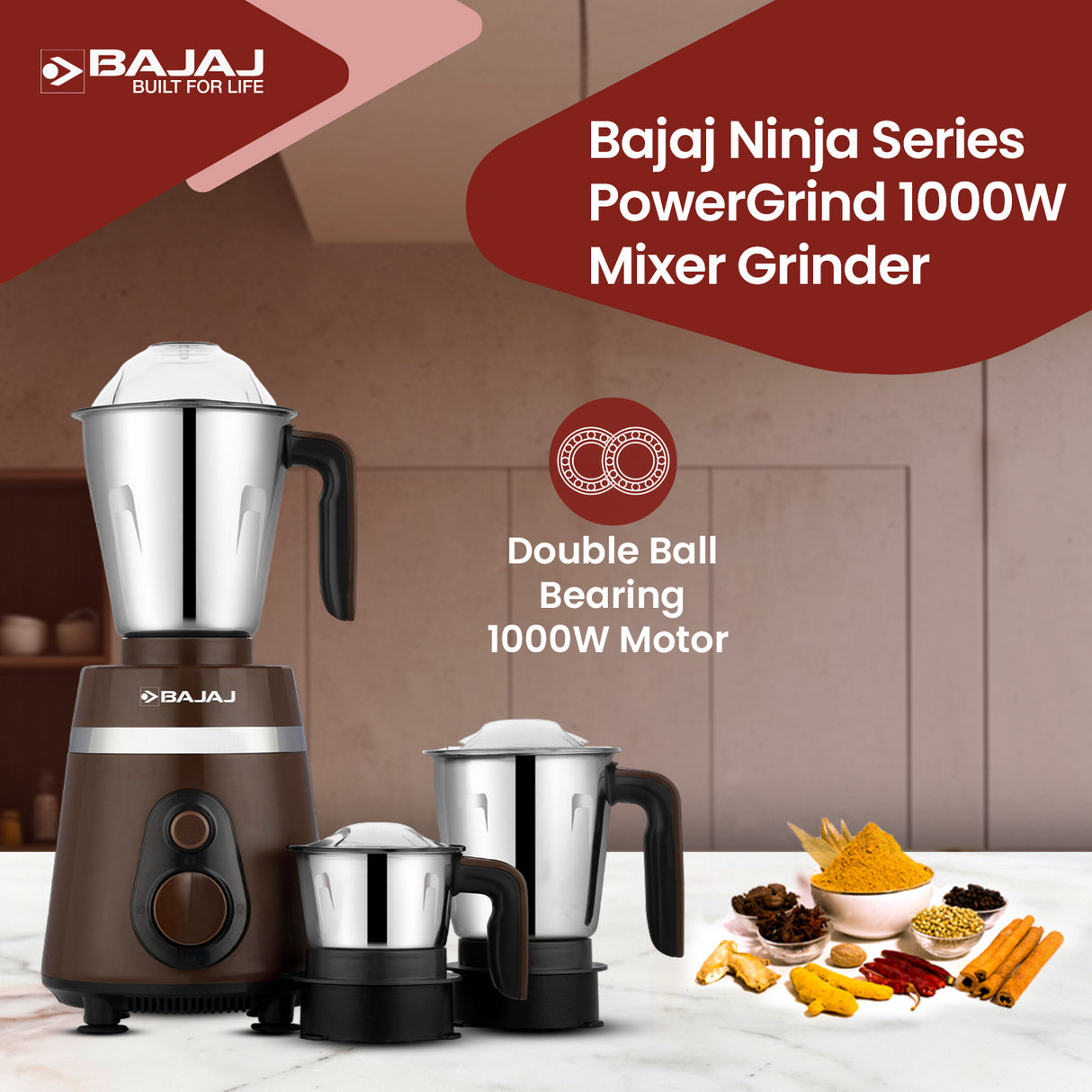 Bajaj Ninja Series PowerGrind 1000W Mixer Grinder