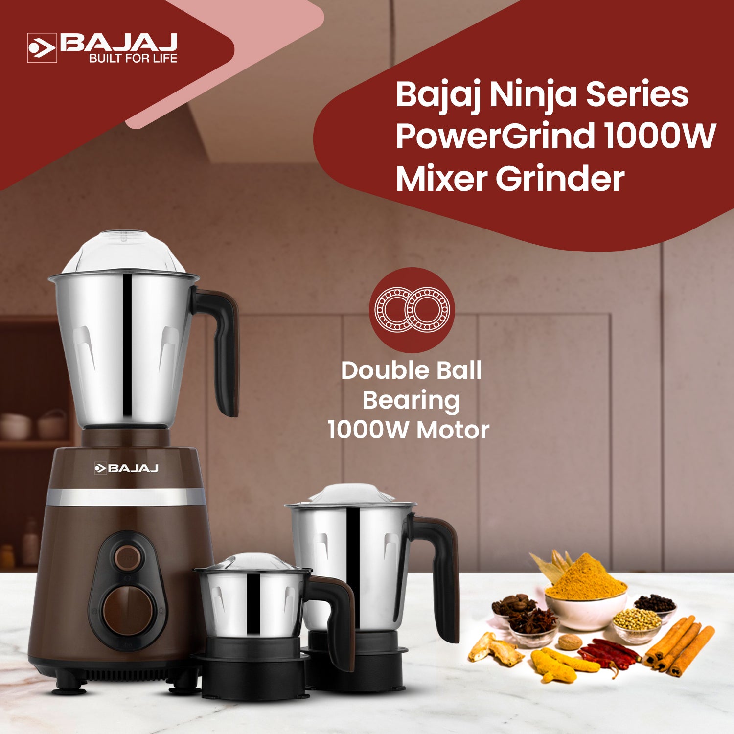 Bajaj Ninja Series PowerGrind 1000W Mixer Grinder