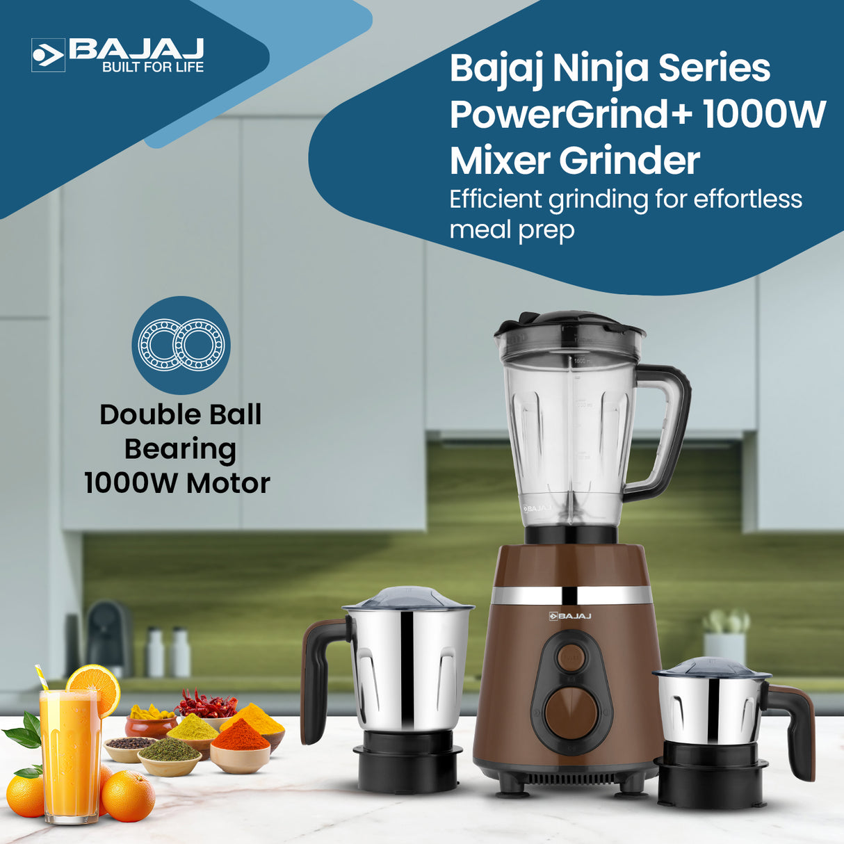 Bajaj Ninja Series PowerGrind+ 1000W Mixer Grinder