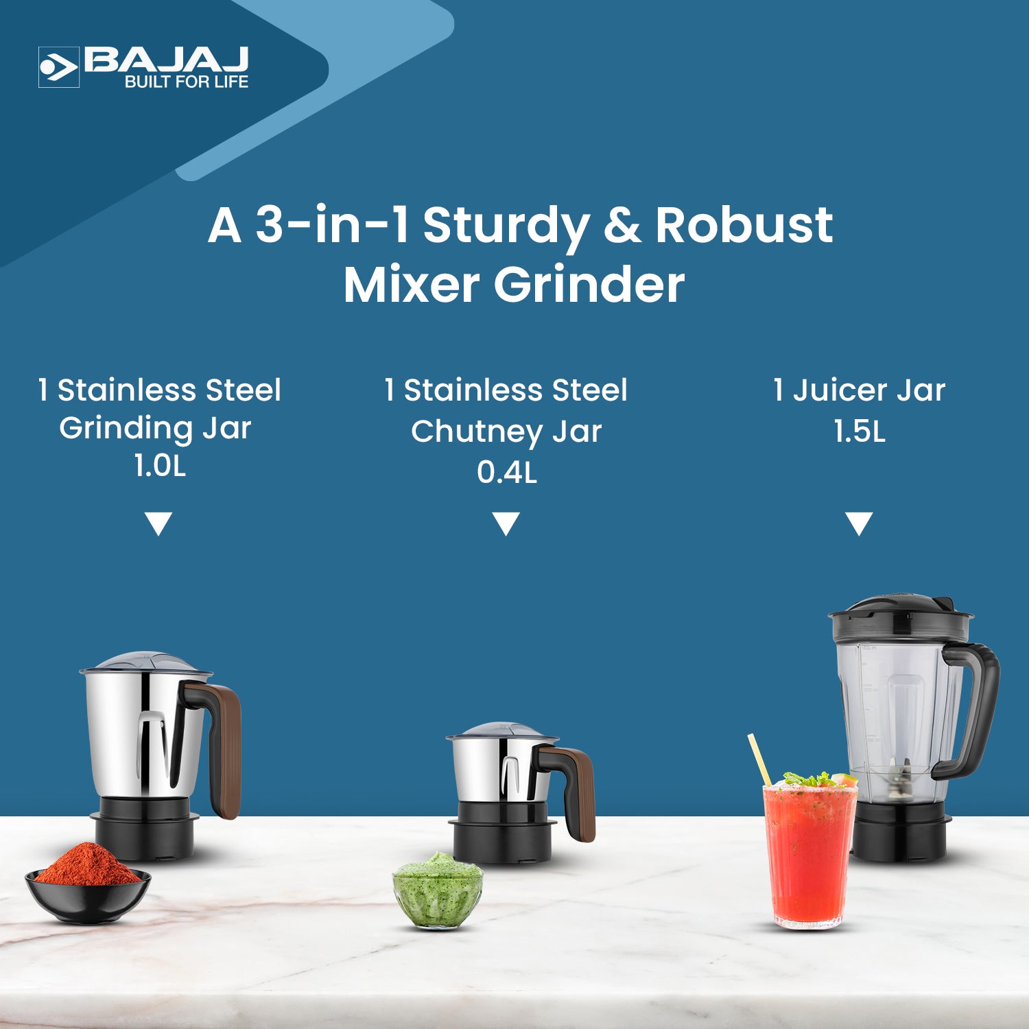 Bajaj Ninja Series PowerGrind+ 1000W Mixer Grinder