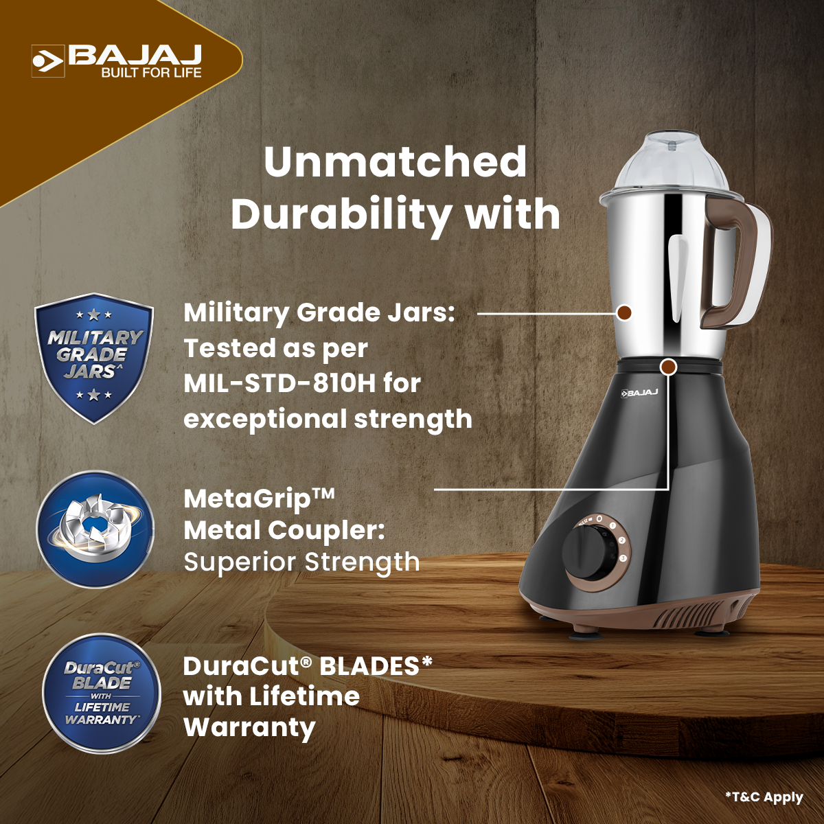 Bajaj Armor Series QuadraMax 4 Jar 1000W Mixer Grinder
