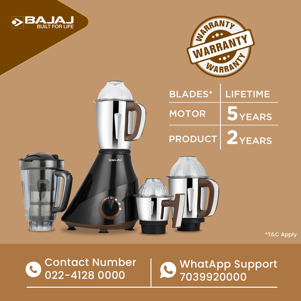 Bajaj Armor Series QuadraMax 4 Jar 1000W Mixer Grinder