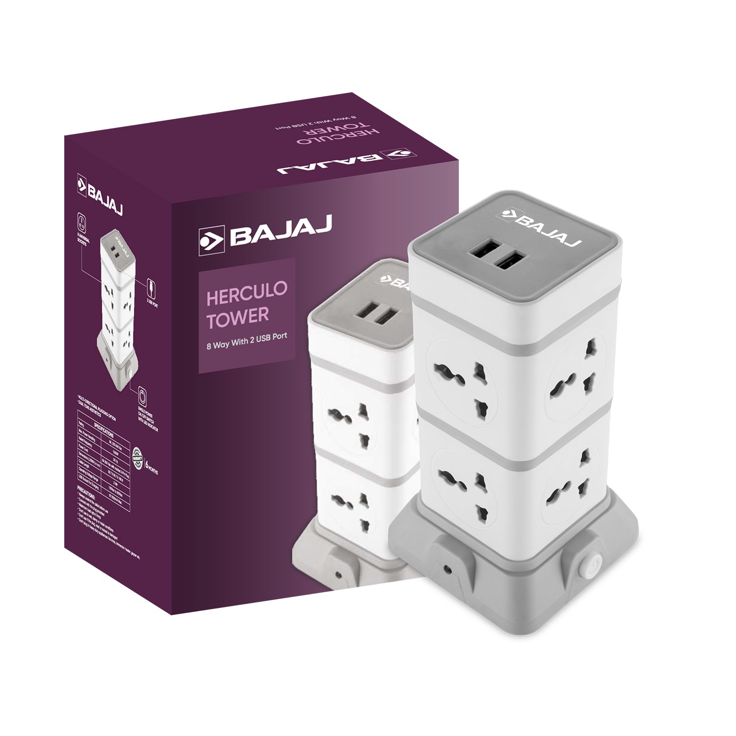 HERCULO TOWER 8 WAY WITH 2 USB PORT