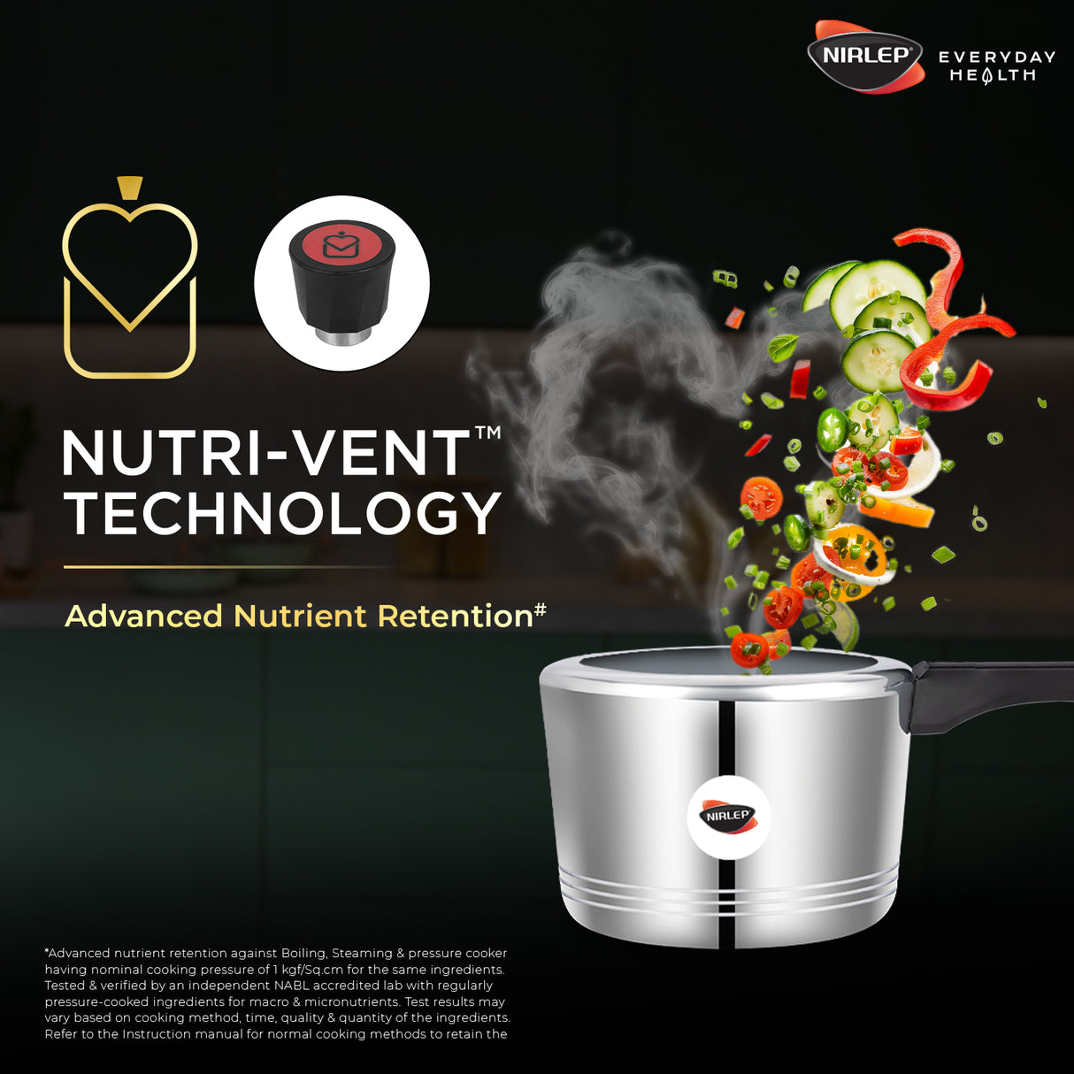 Nutrihealth Pro Inner Lid Designer Aluminium Pressure Cooker