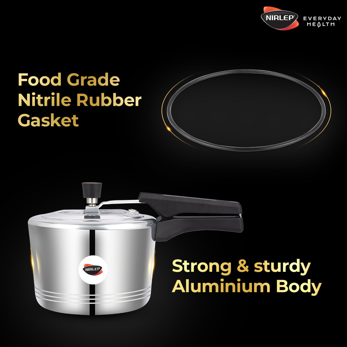 Nutrihealth Pro Inner Lid Designer Aluminium Pressure Cooker