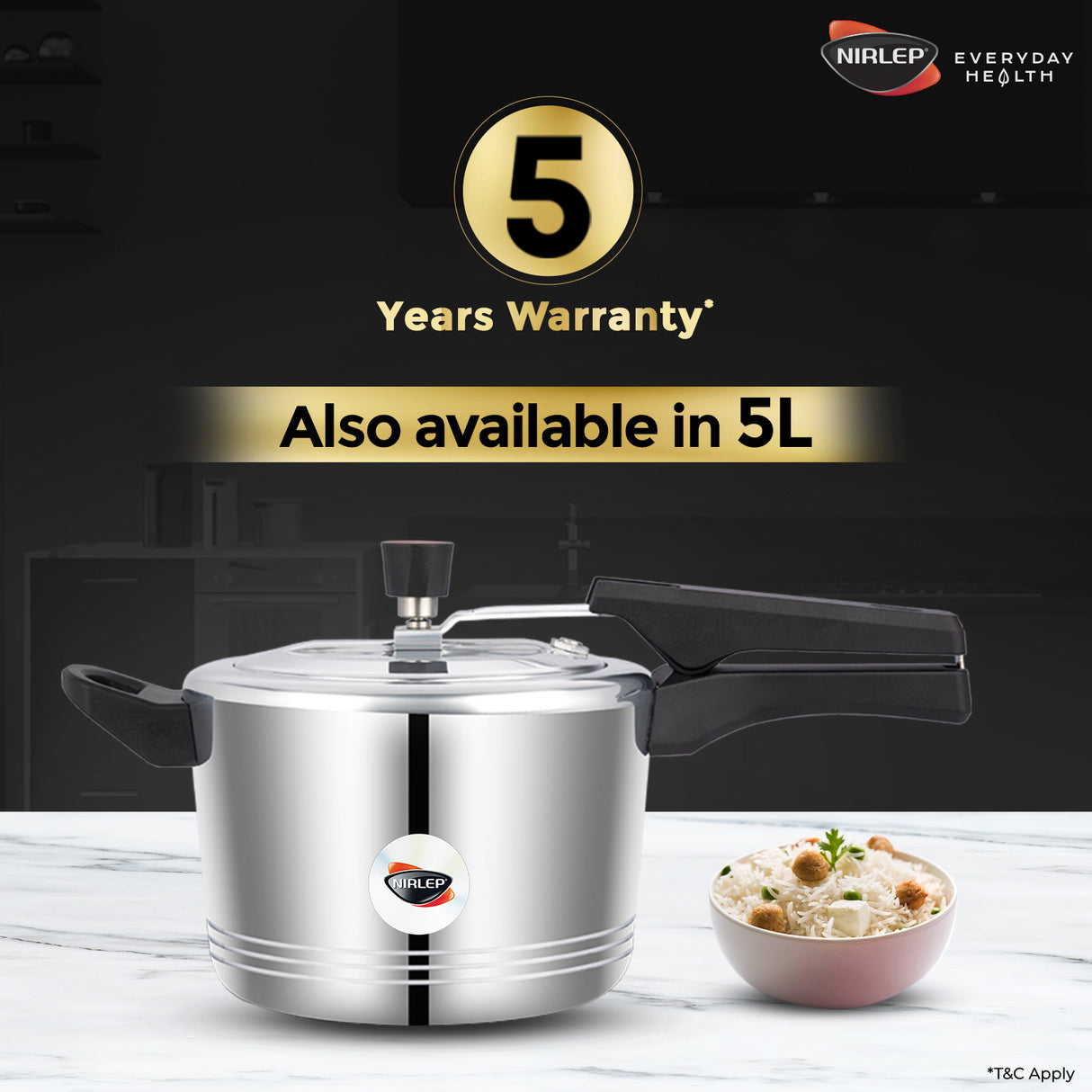 Nutrihealth Pro Inner Lid Designer Aluminium Pressure Cooker